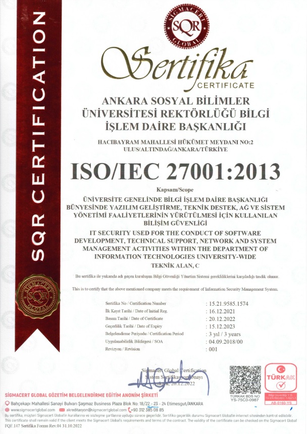 ISO27001 Sertifikası